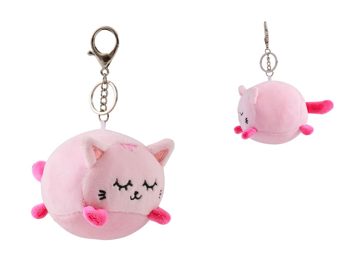 Porte-clés en peluche Chat Rose