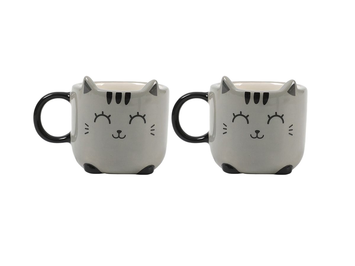 Tasse espresso en duo 90 ml Chat Gris