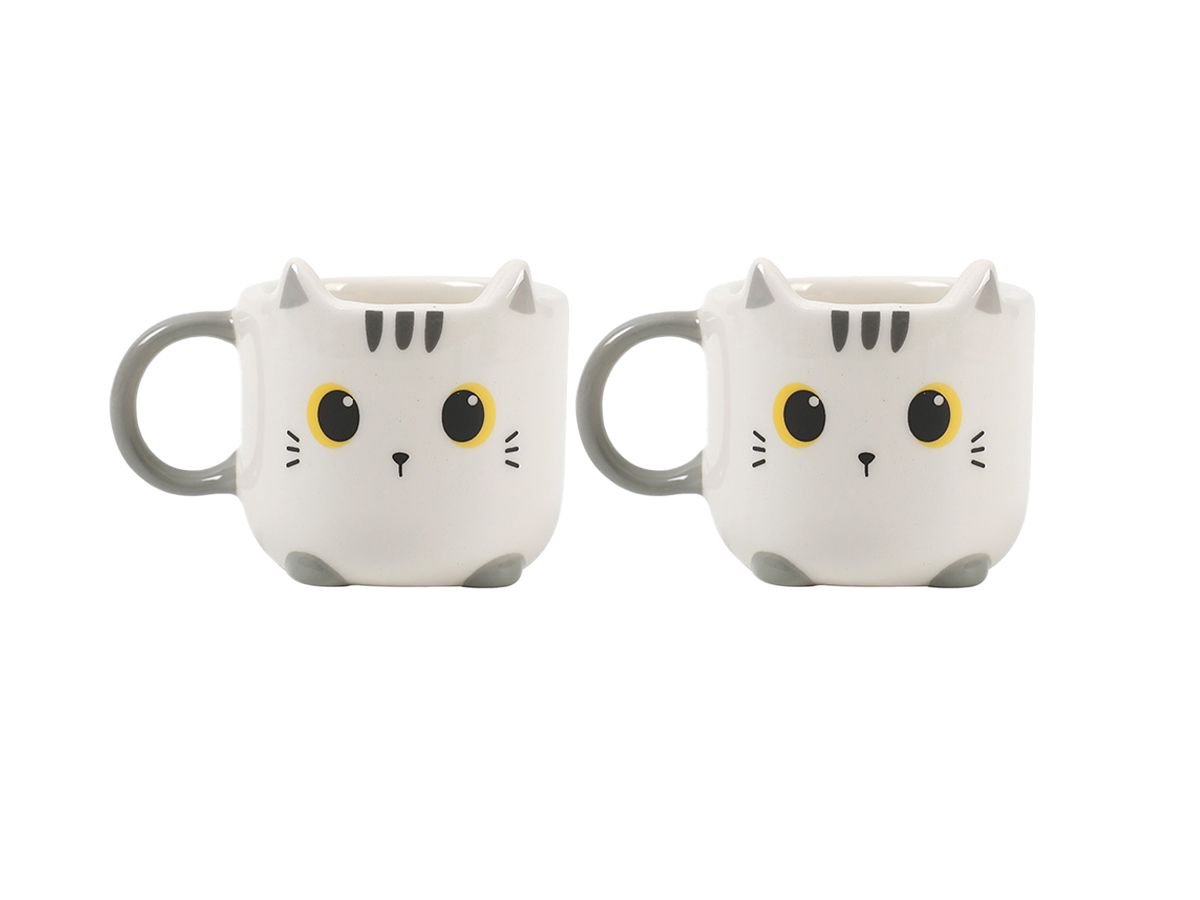 Tasse espresso en duo 90 ml Chat Blanc