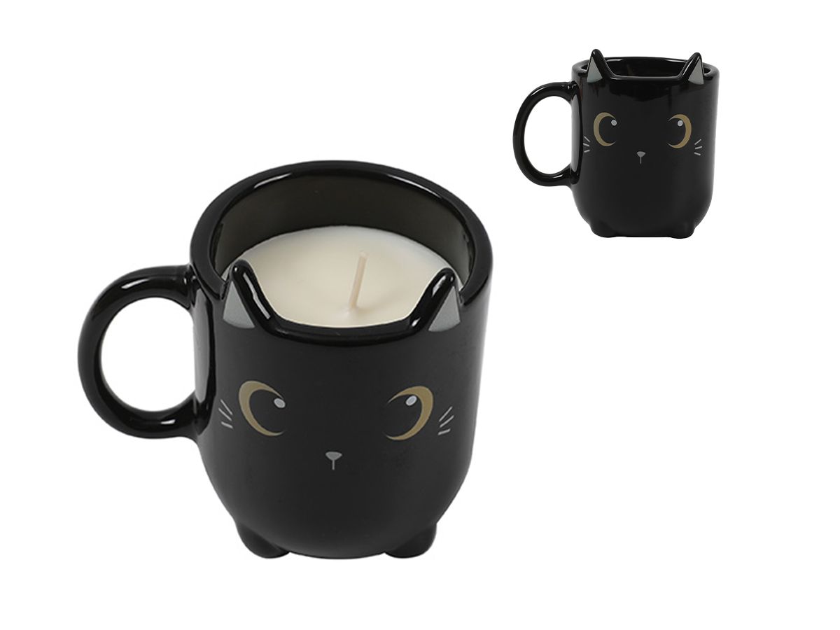 Tasse en céramique avec bougie Chat Noir