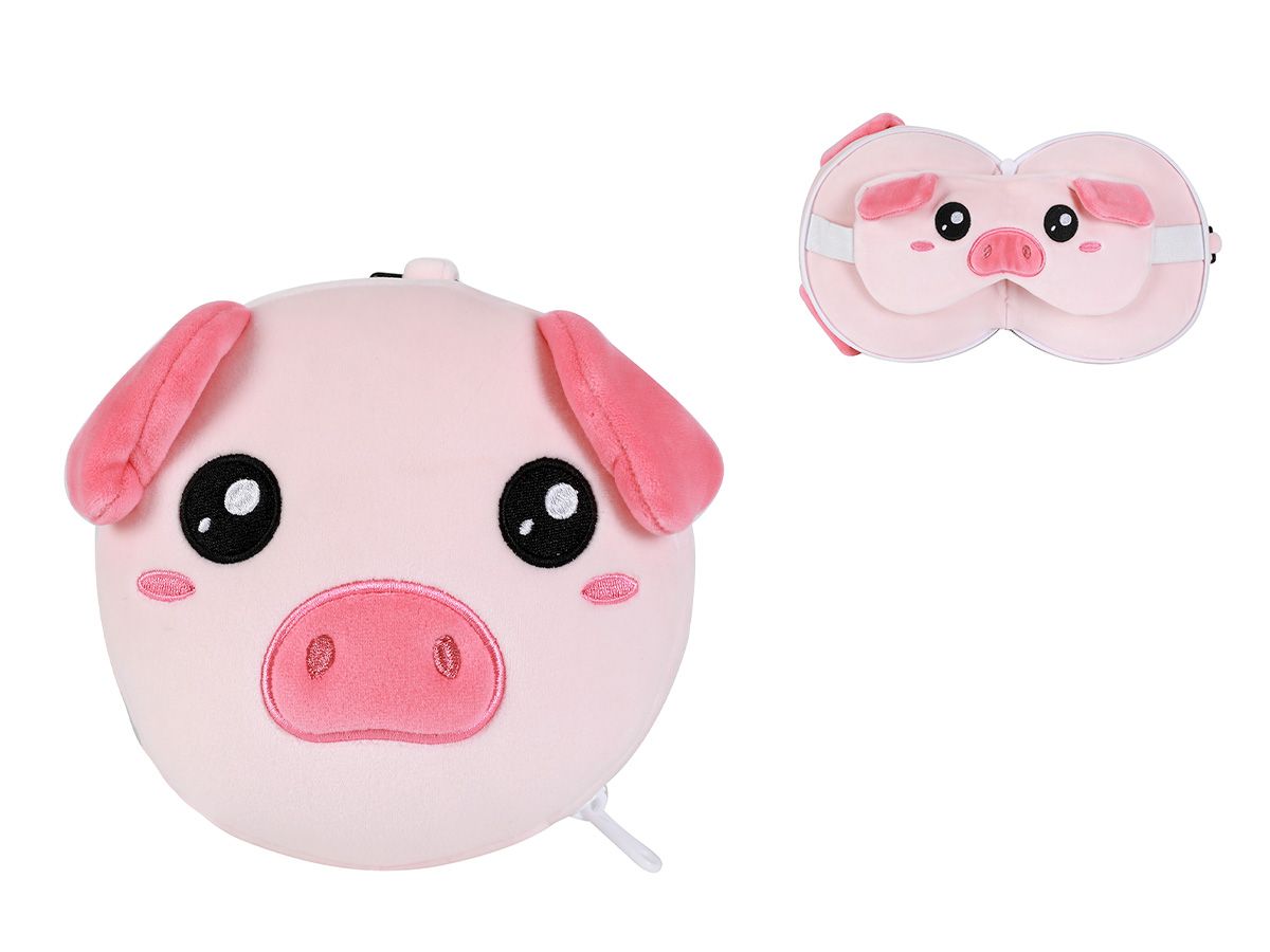 Oreiller de voyage & masque de nuit Cochon