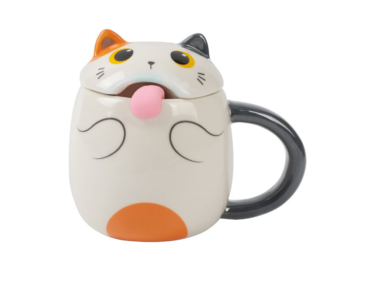 Tasse en céramique Slurpy 400 ml Chat Blanc & Orange