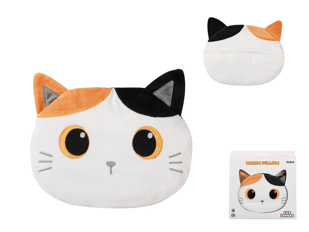 Coussin chauffant Chat Blanc & orange