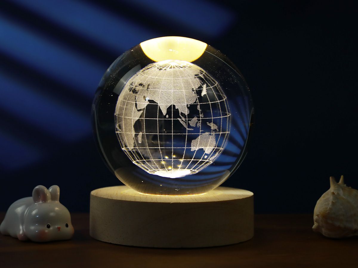 LAMPE LED Crystal Ball Earth medium 