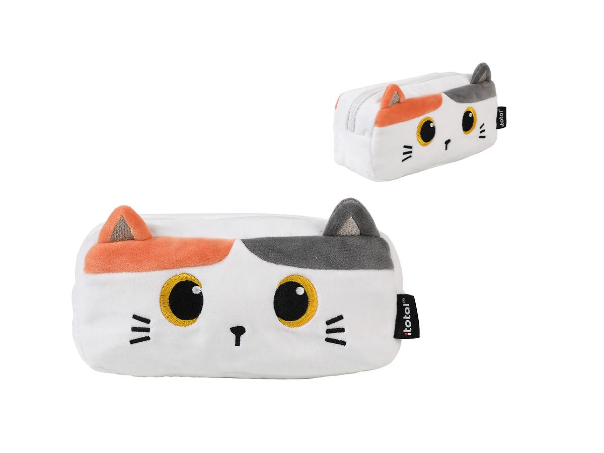 Etui en peluche Chat Blanc & Orange