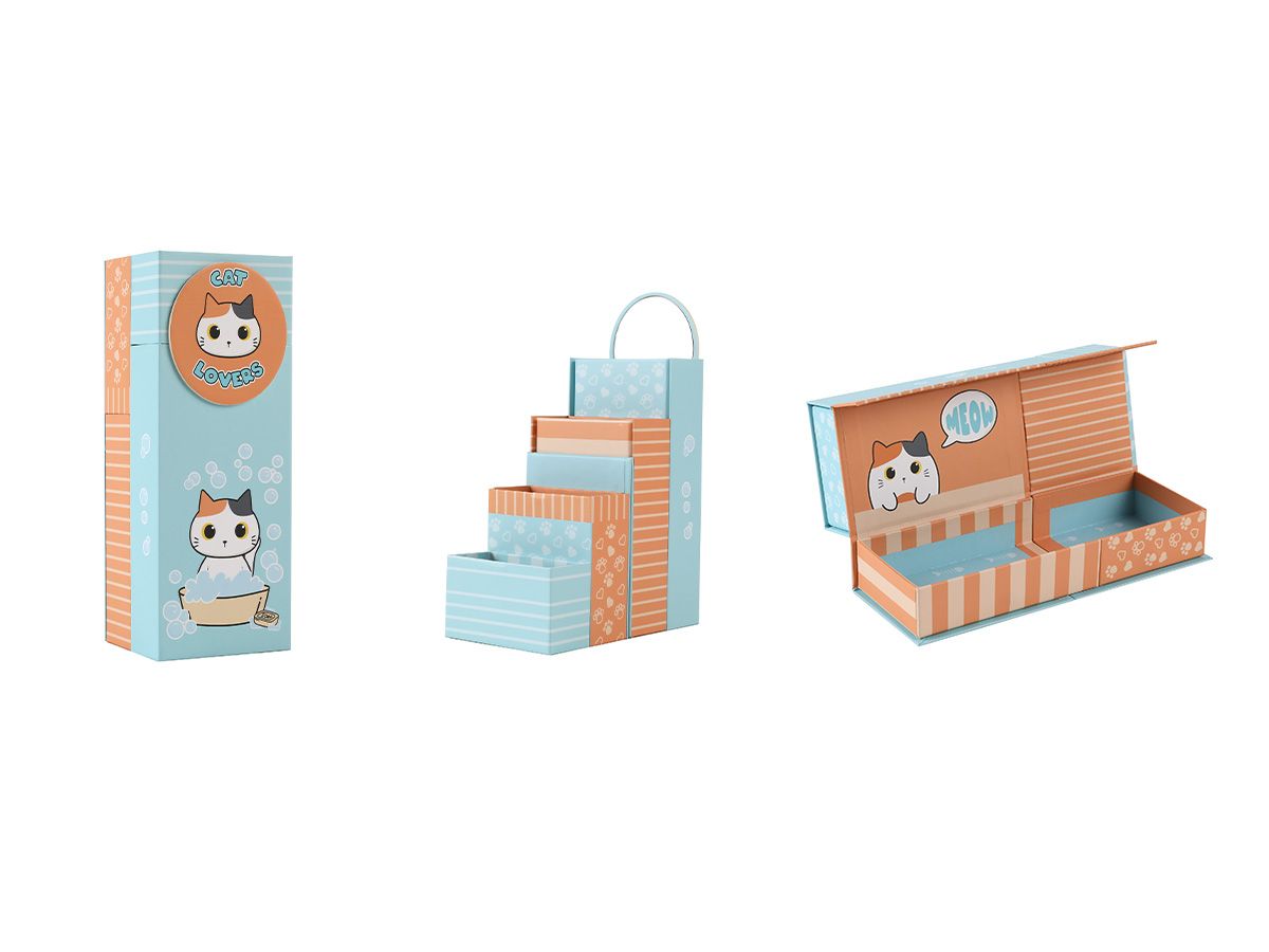 Étui à crayons en papier Chat Blanc & orange