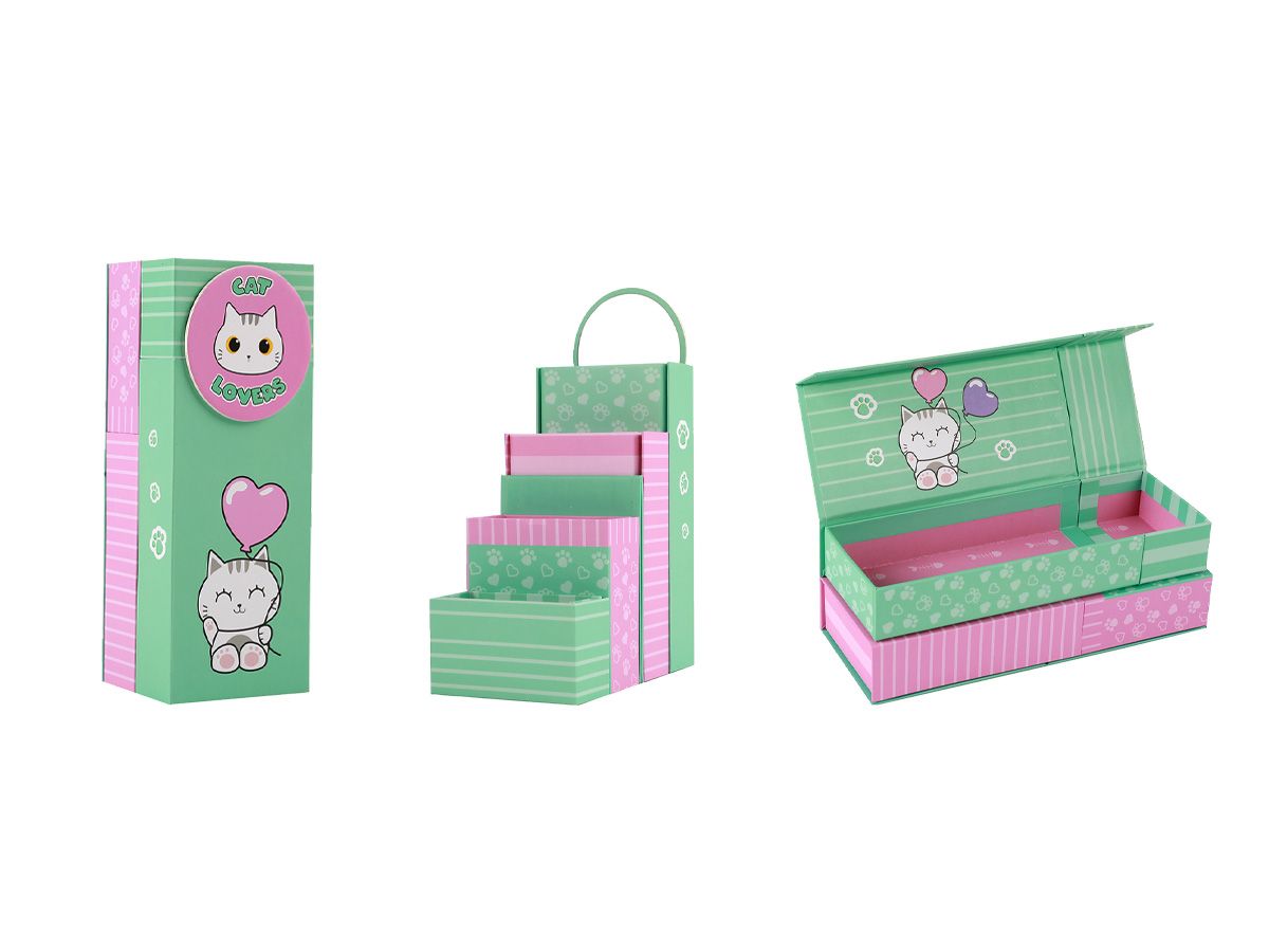 Etui à crayons en papier Chat blanc