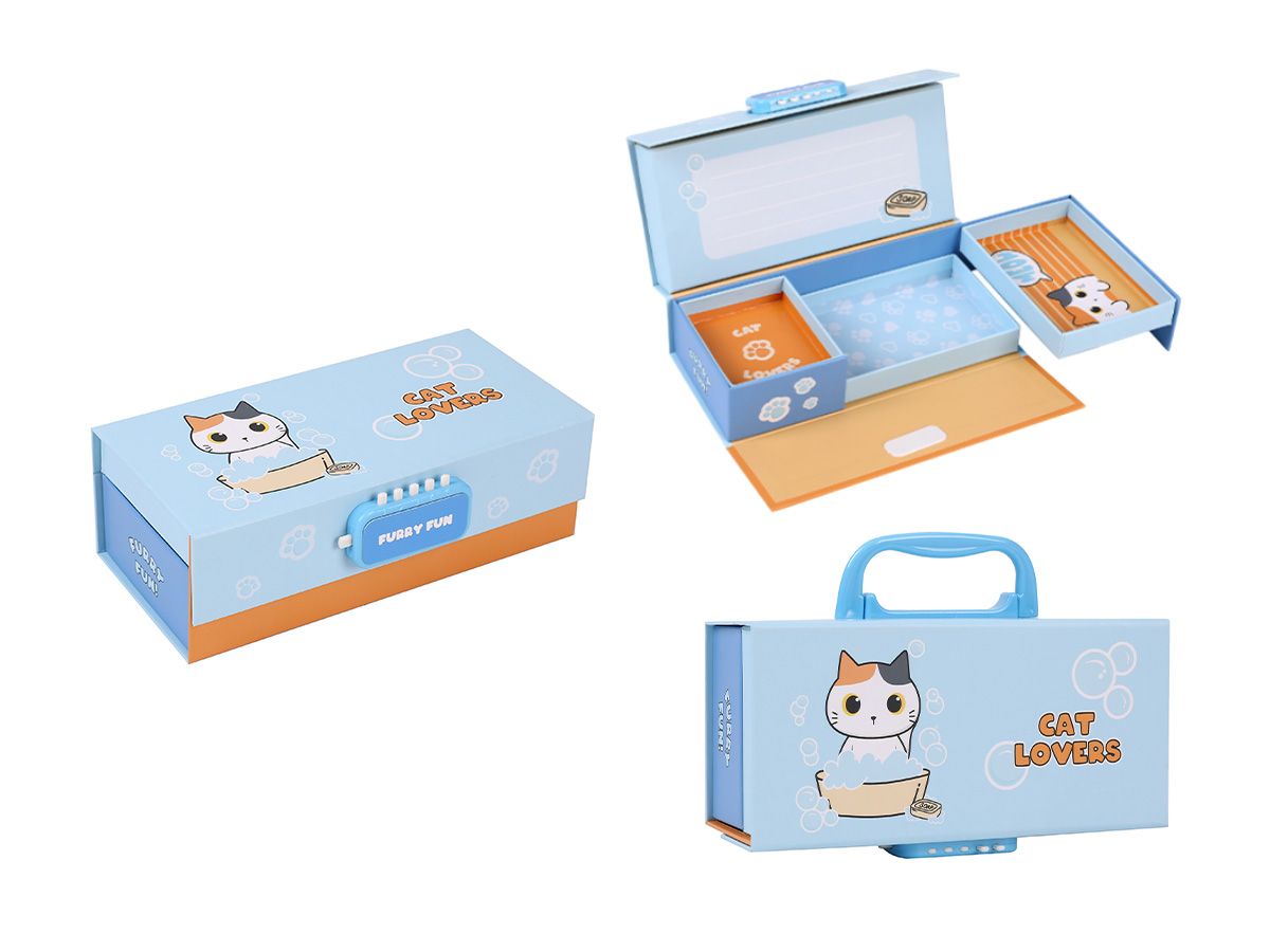 Boîte à bijoux en papier Chat Blanc &amp; orange