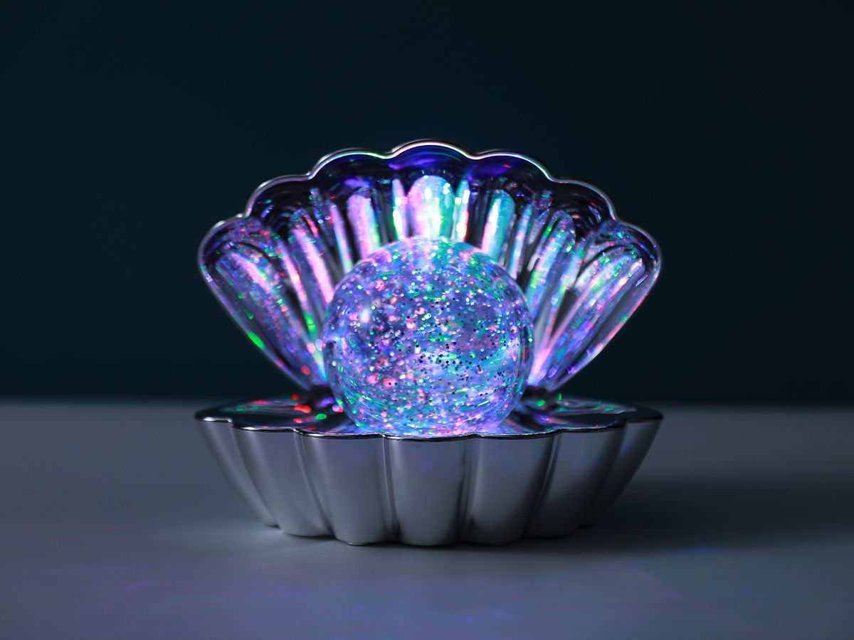 Lampe coquillage Argent avec changement de couleurs 