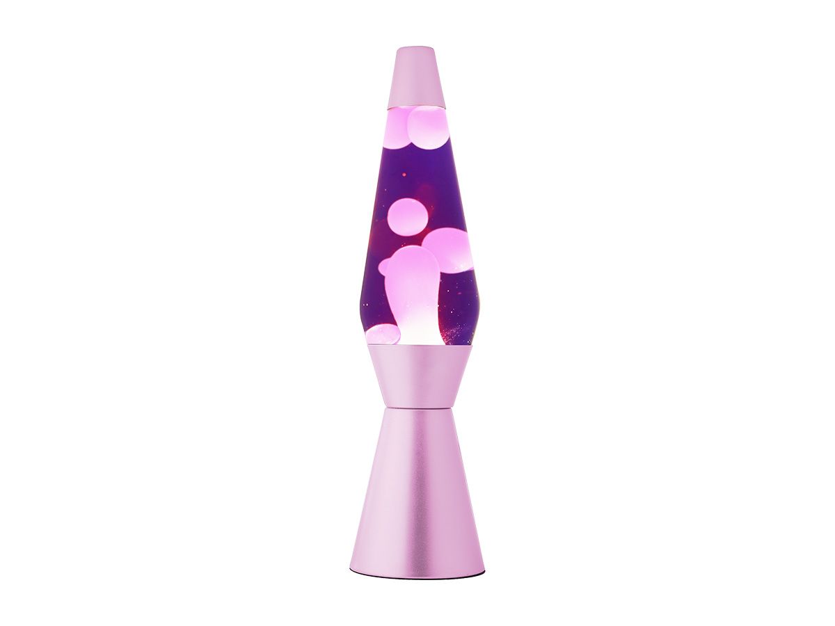Lampe Lave 36cm Base violette, liquide violet et cire rose