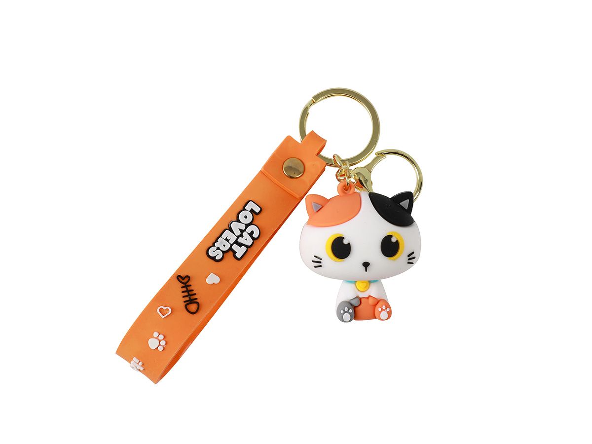 Porte-clés chat Blanc & Orange