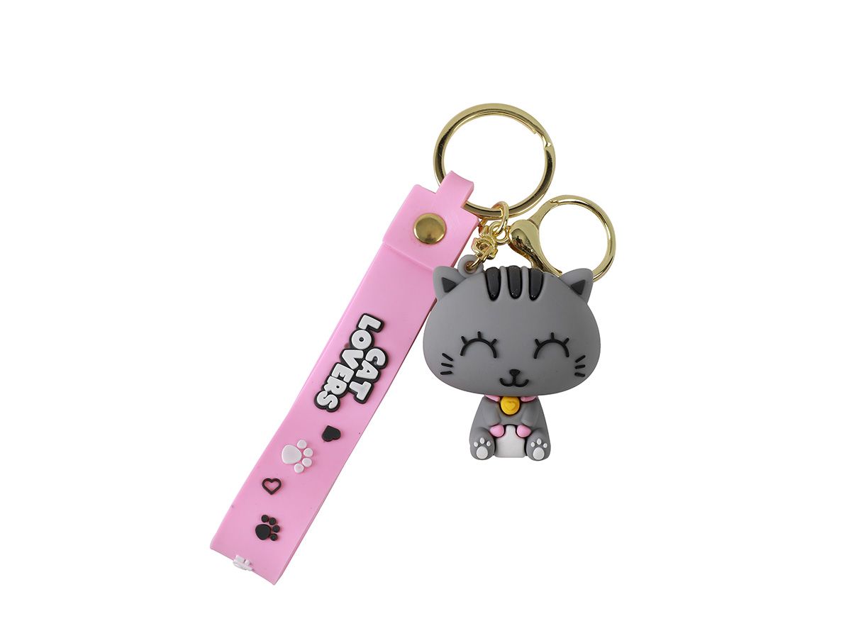 Porte-clés chat Gris