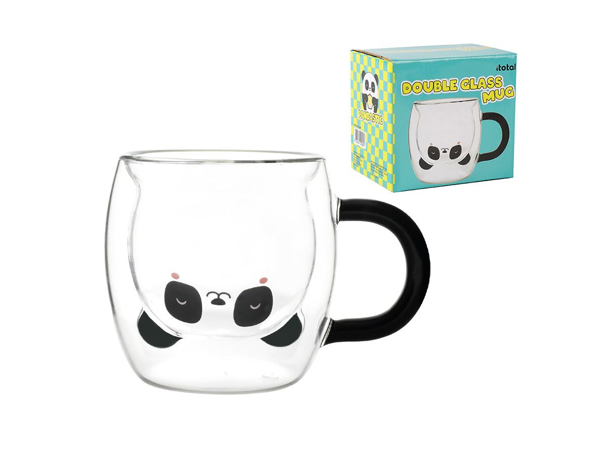 Tasse en verre tranparant double paroi Panda