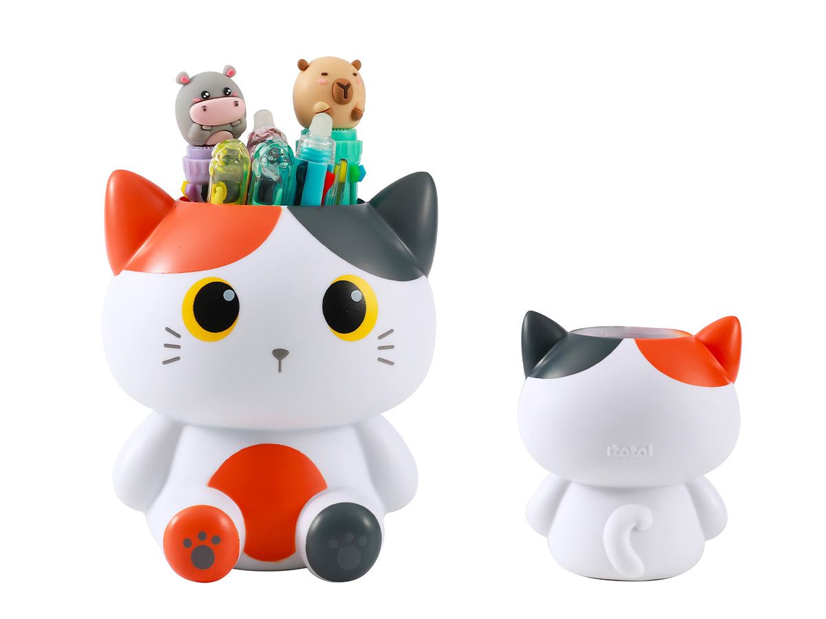 Porte-Crayons 3D Chat Blanc & Orange