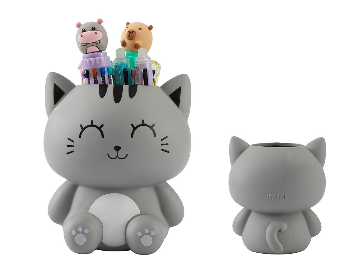 Porte-crayons 3D Chat Gris