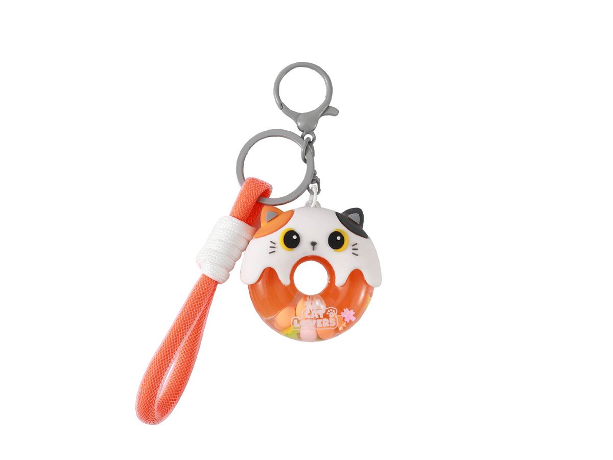 ITOTAL - Porte-clés Donut Chat blanc &amp; orange