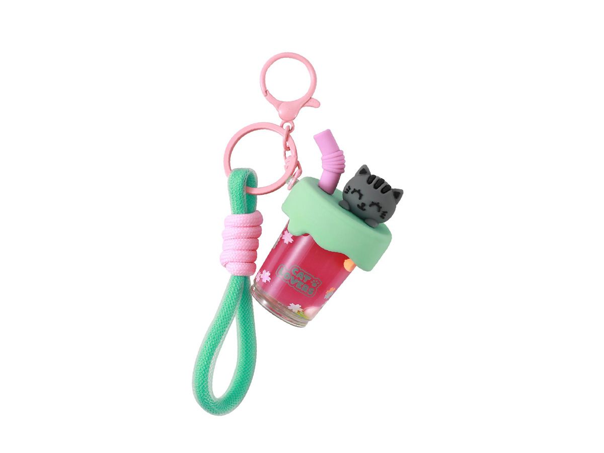 Porte-clés Bubble Tea Chat gris