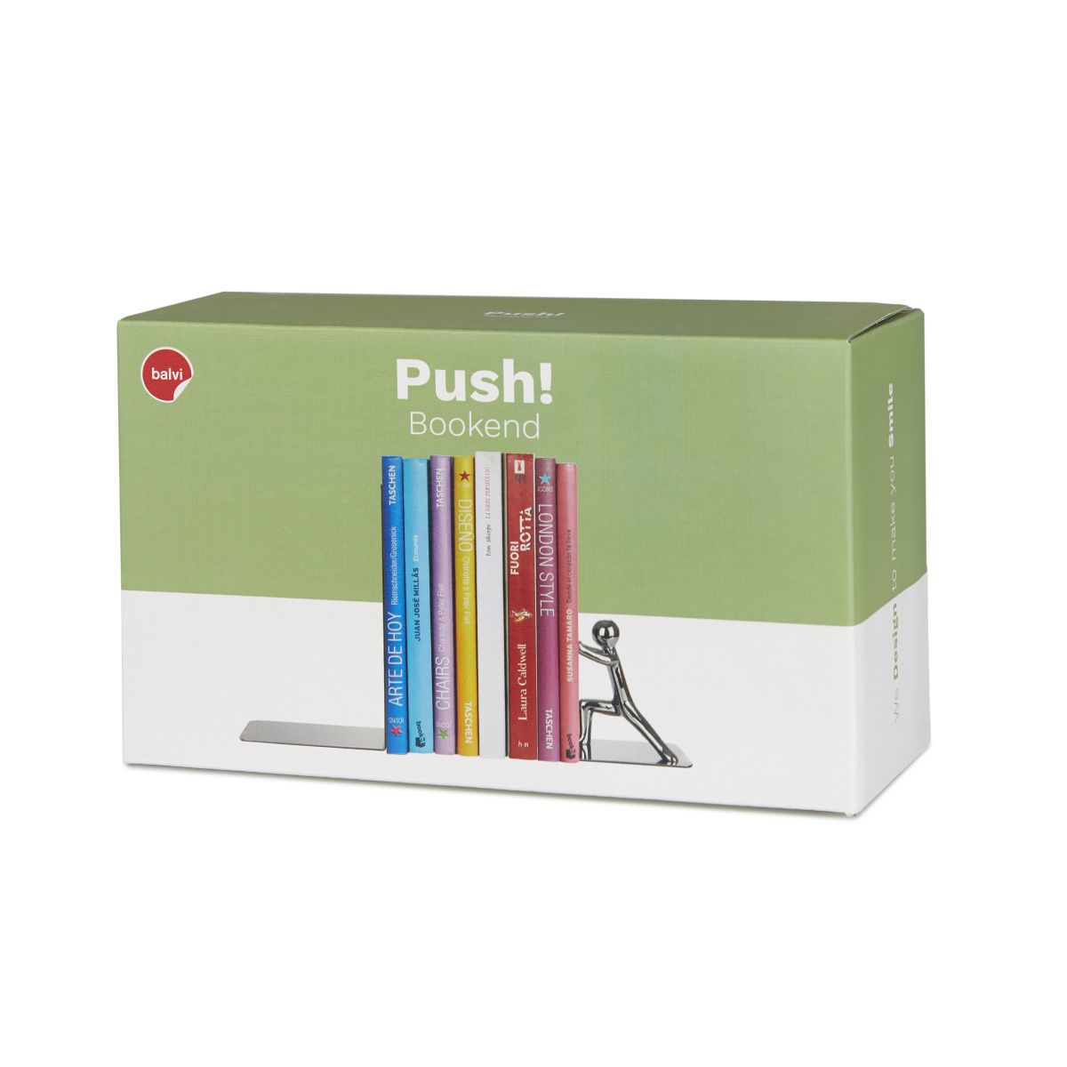 Serre-livres Push! chromé zinc