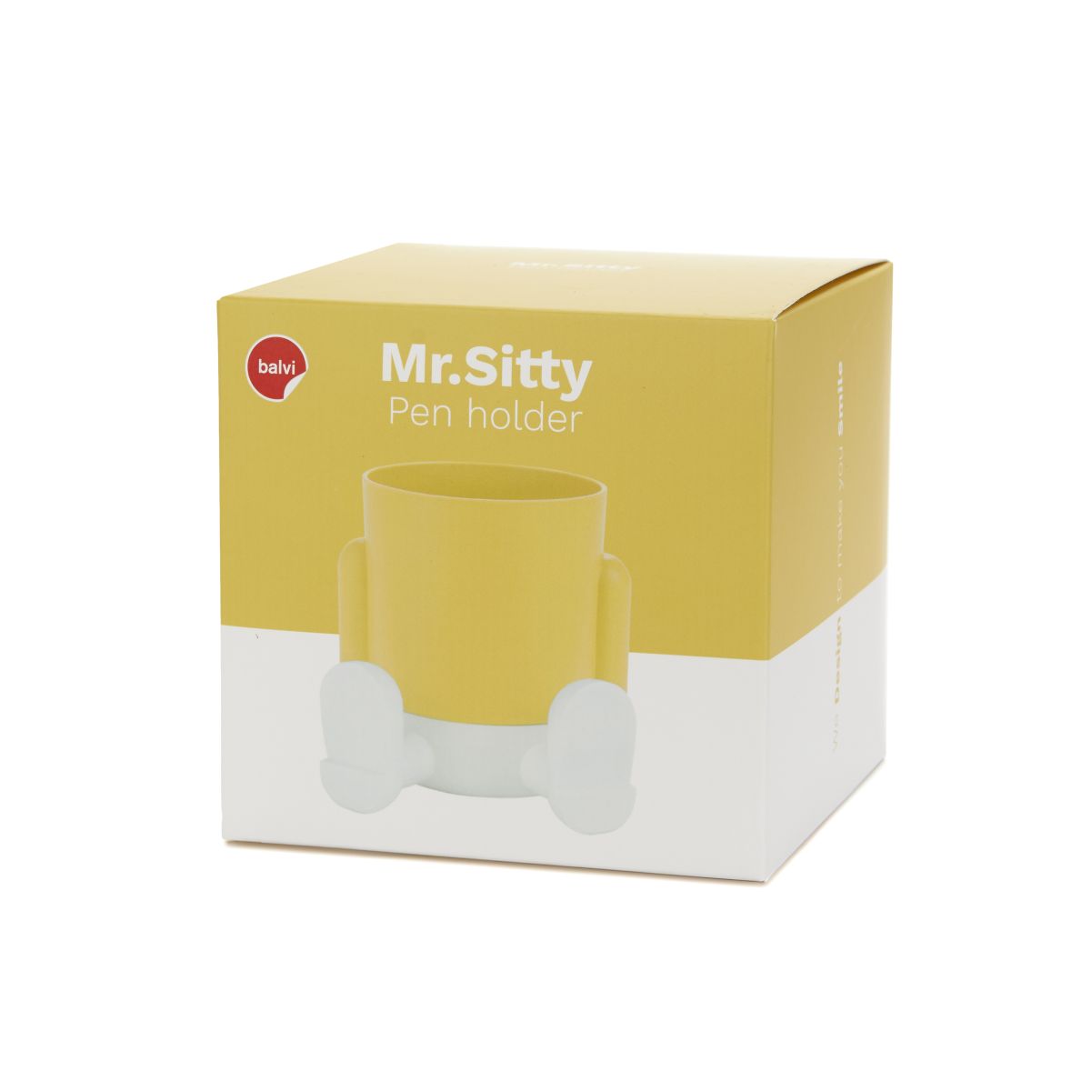 Pot à crayons Mr. Sitty jaune / blanc plastique