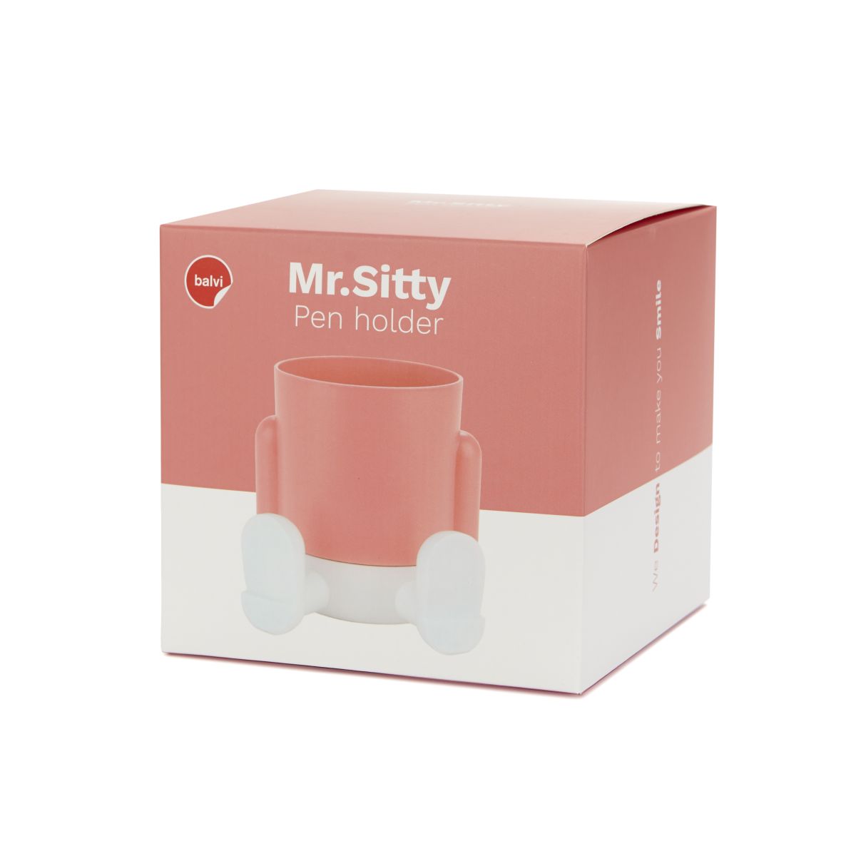 Pot à crayons Mr. Sitty plastique rouge / blanc