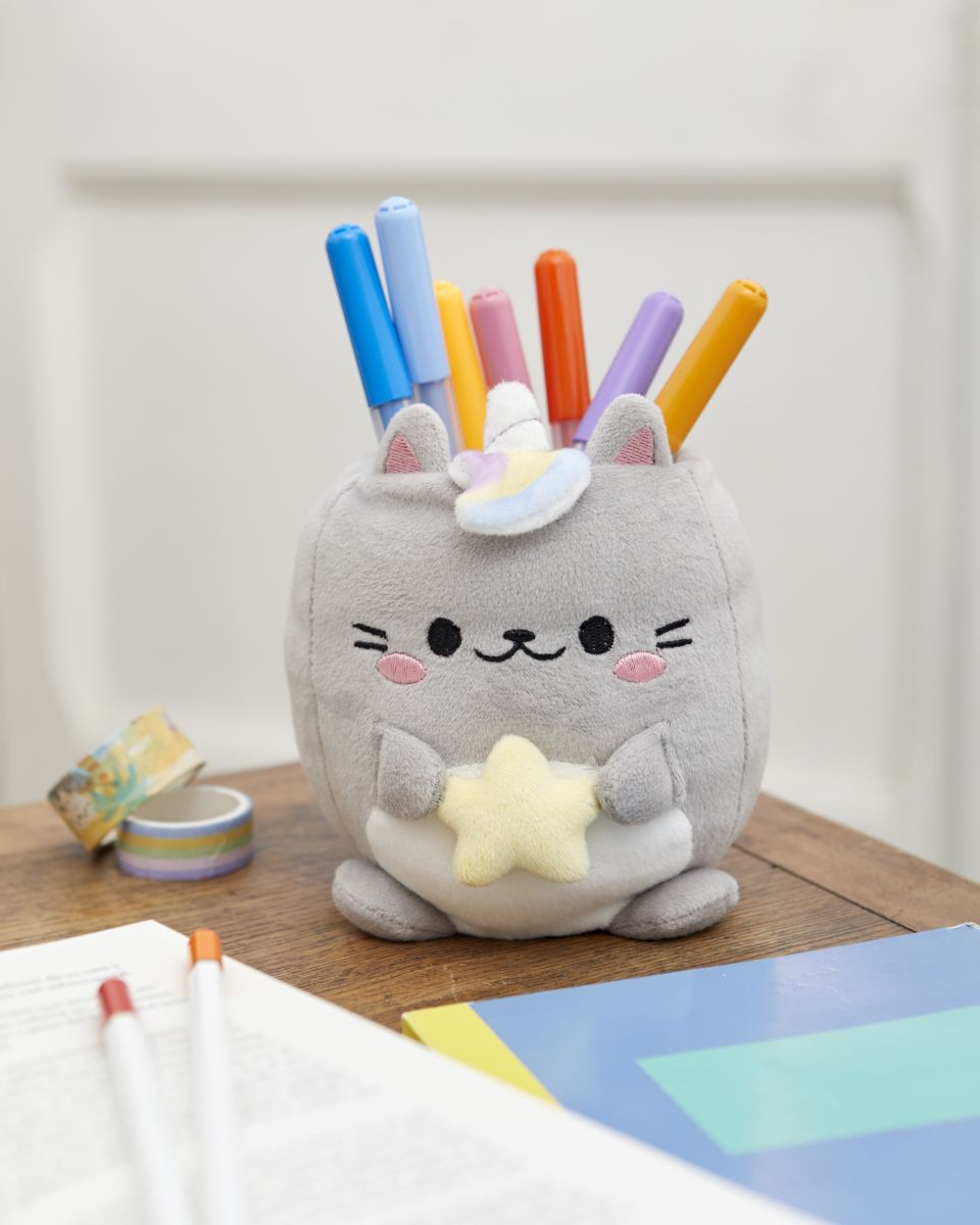 Pot à crayons Fluffy Kawaii starry gris