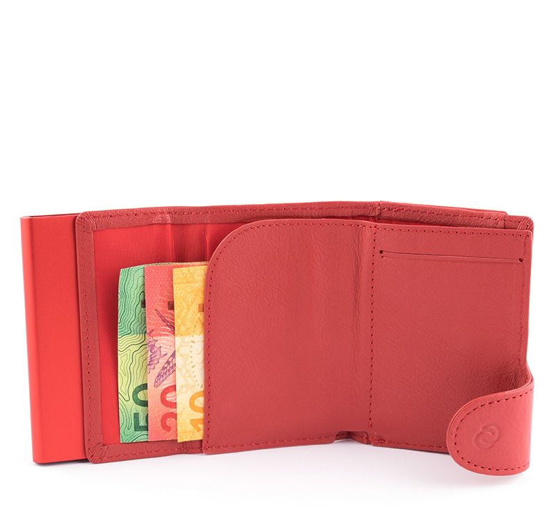 Porte-monnaie et cartes RFID en cuir Vintage Rouge Ciliegia 
