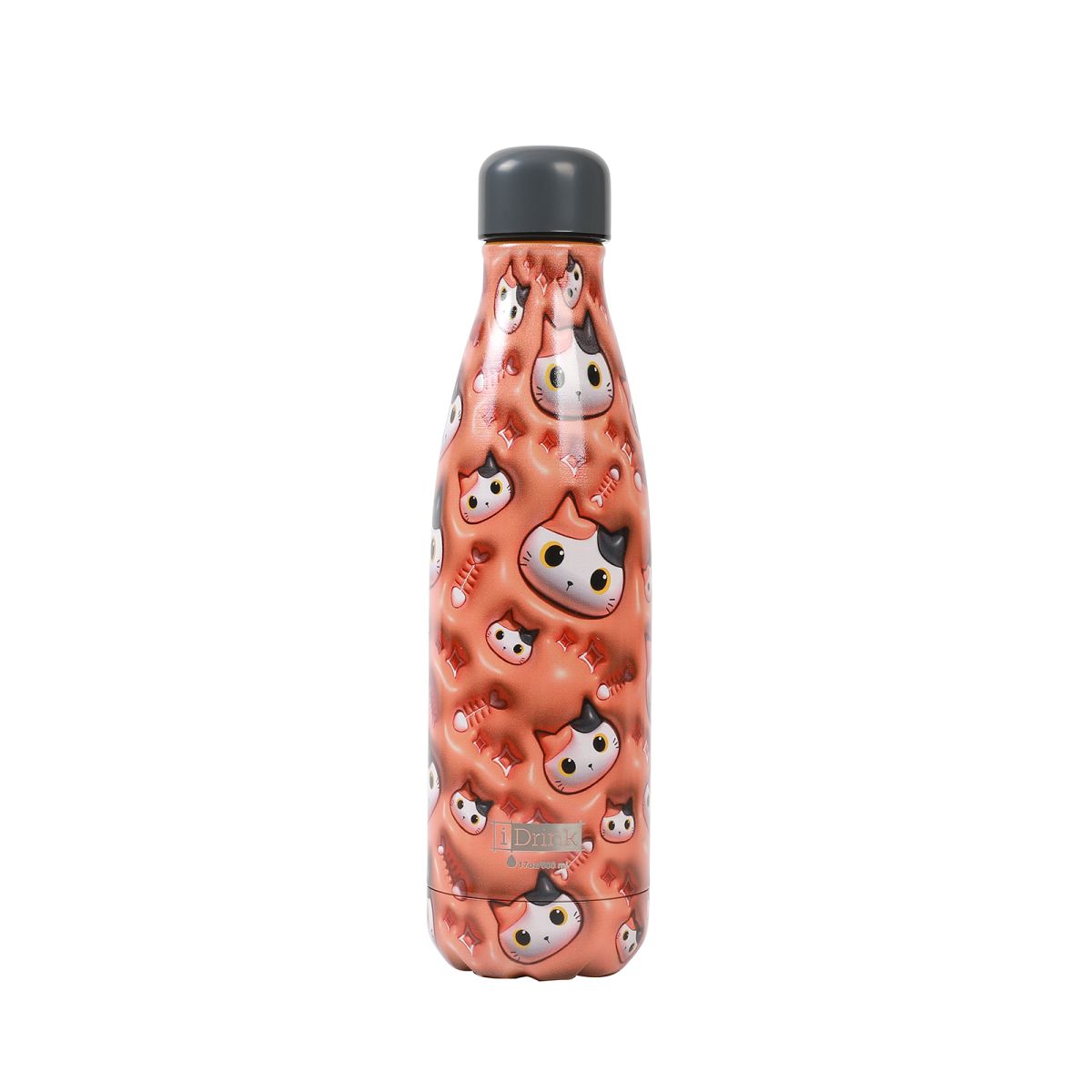 Bouteille 3D 500ml Chat blanc & orange