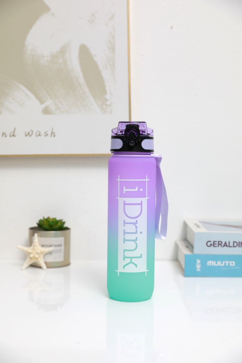 Tritan Motivational Bottle 1000ml violet & turquoise