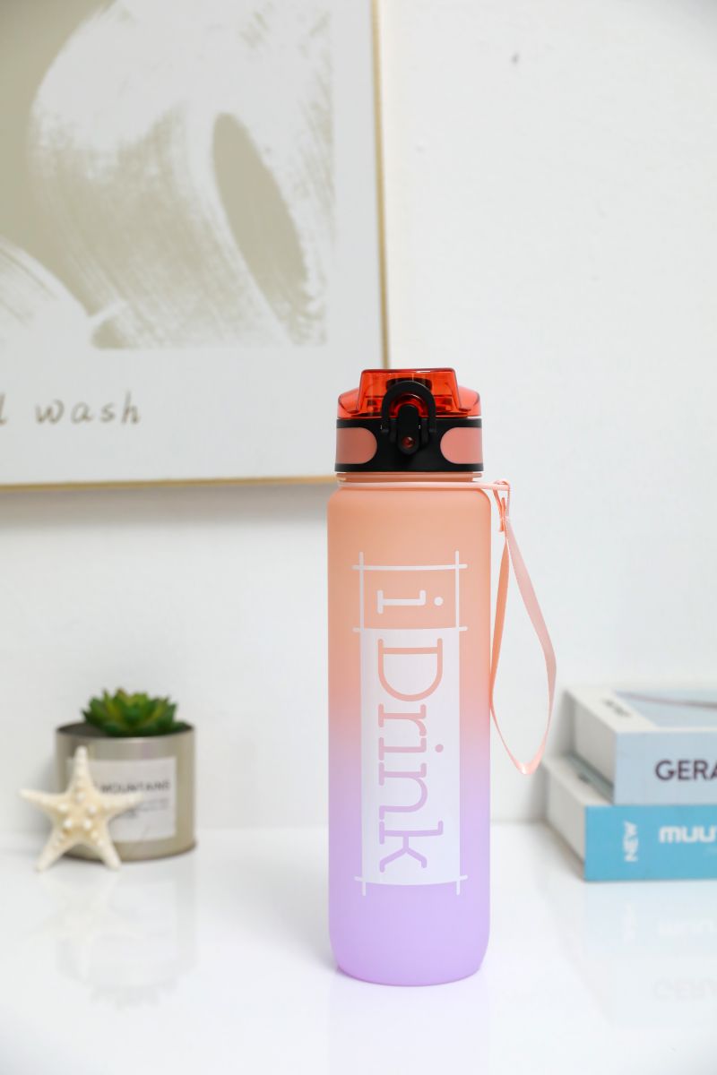 Tritan Motivational Bottle 1000ml orange & lilas