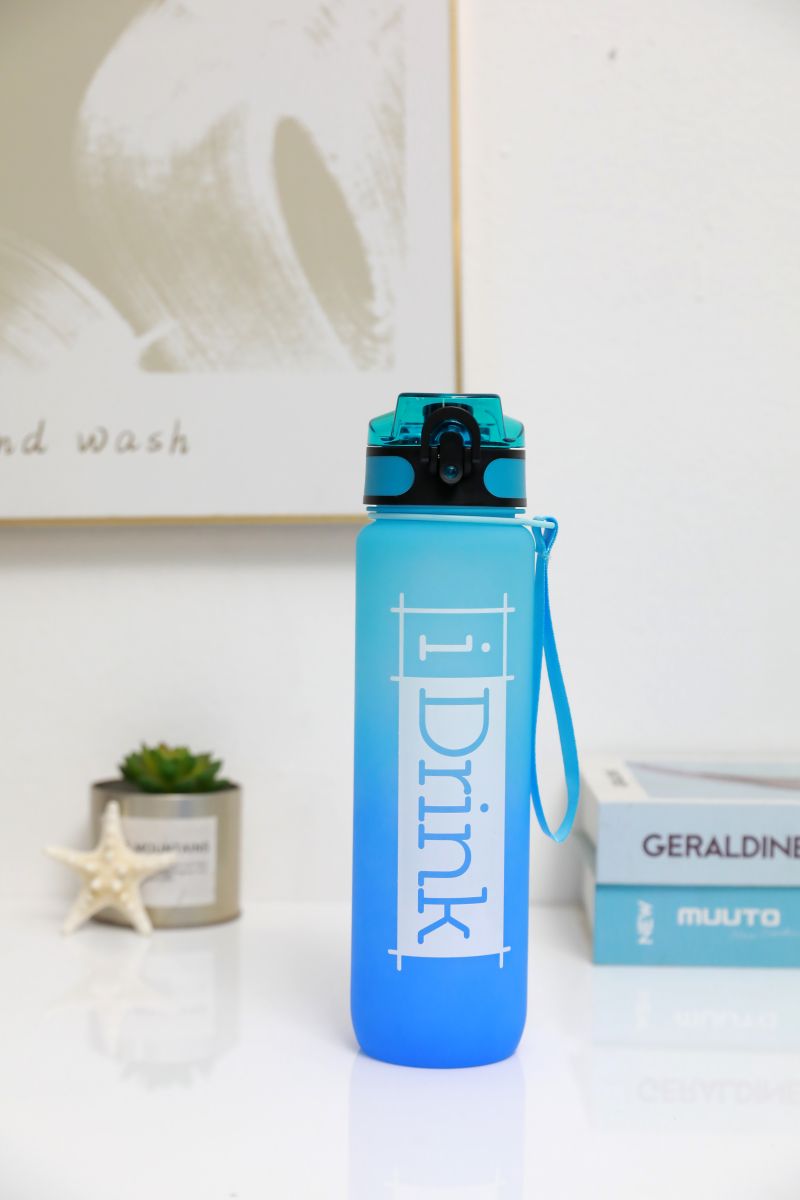 Tritan Motivational Bottle 1000ml bleu ciel & bleu roi