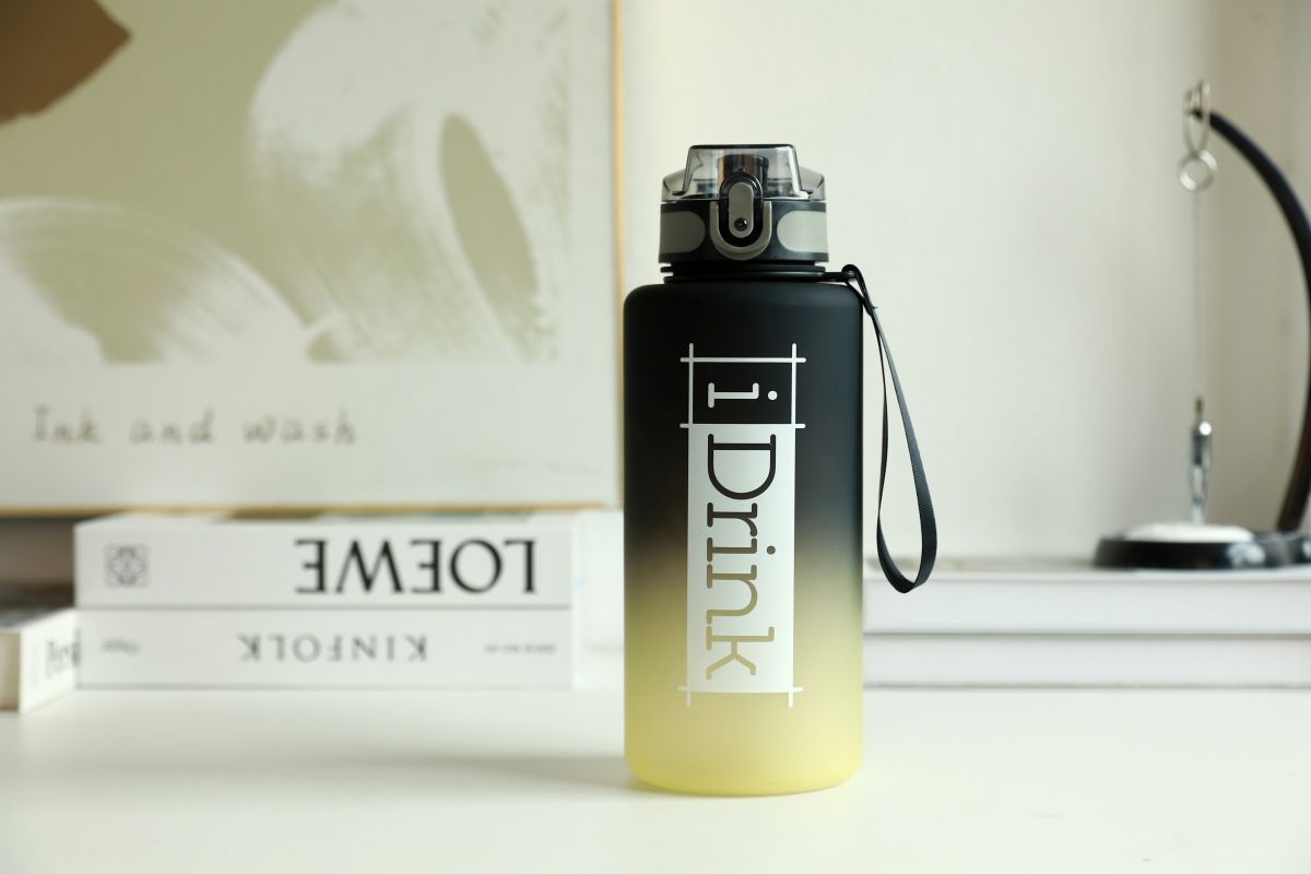 Tritan Motivational Bottle 1500ml noir & jaune