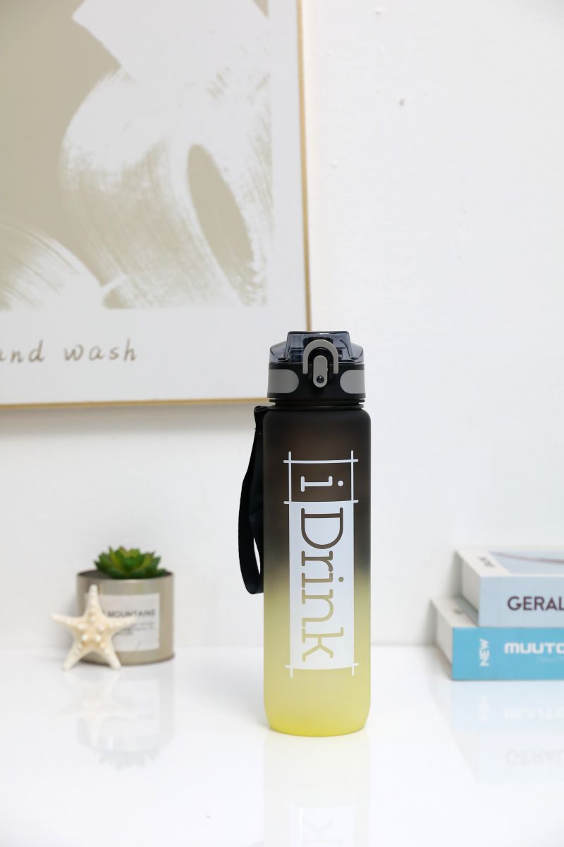 Tritan Motivational Bottle 1000ml noir & jaune