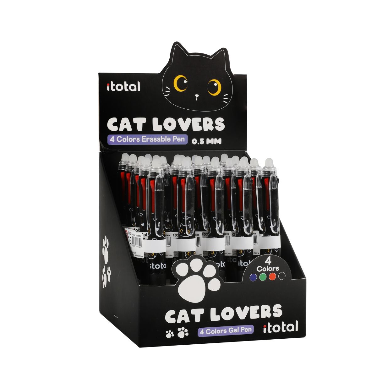 Stylos effaçables 4 en 1 Chat  noir
