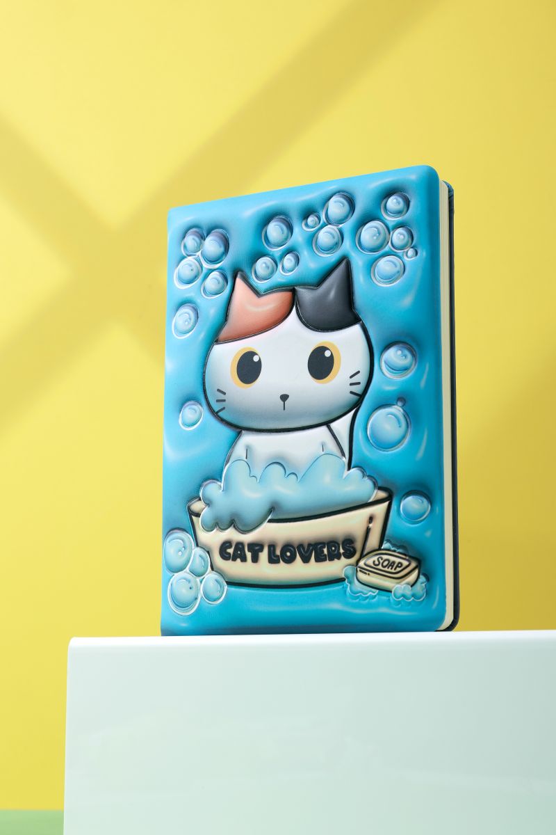 Notebook 3D A5 Chat blanc & orange