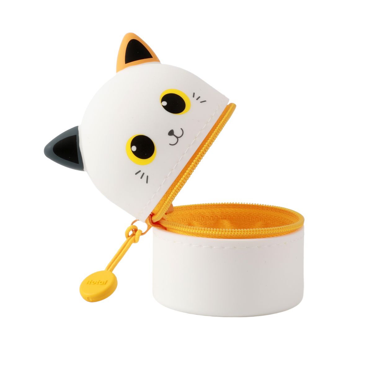 Trousse en silicone mini Chat blanc & orange