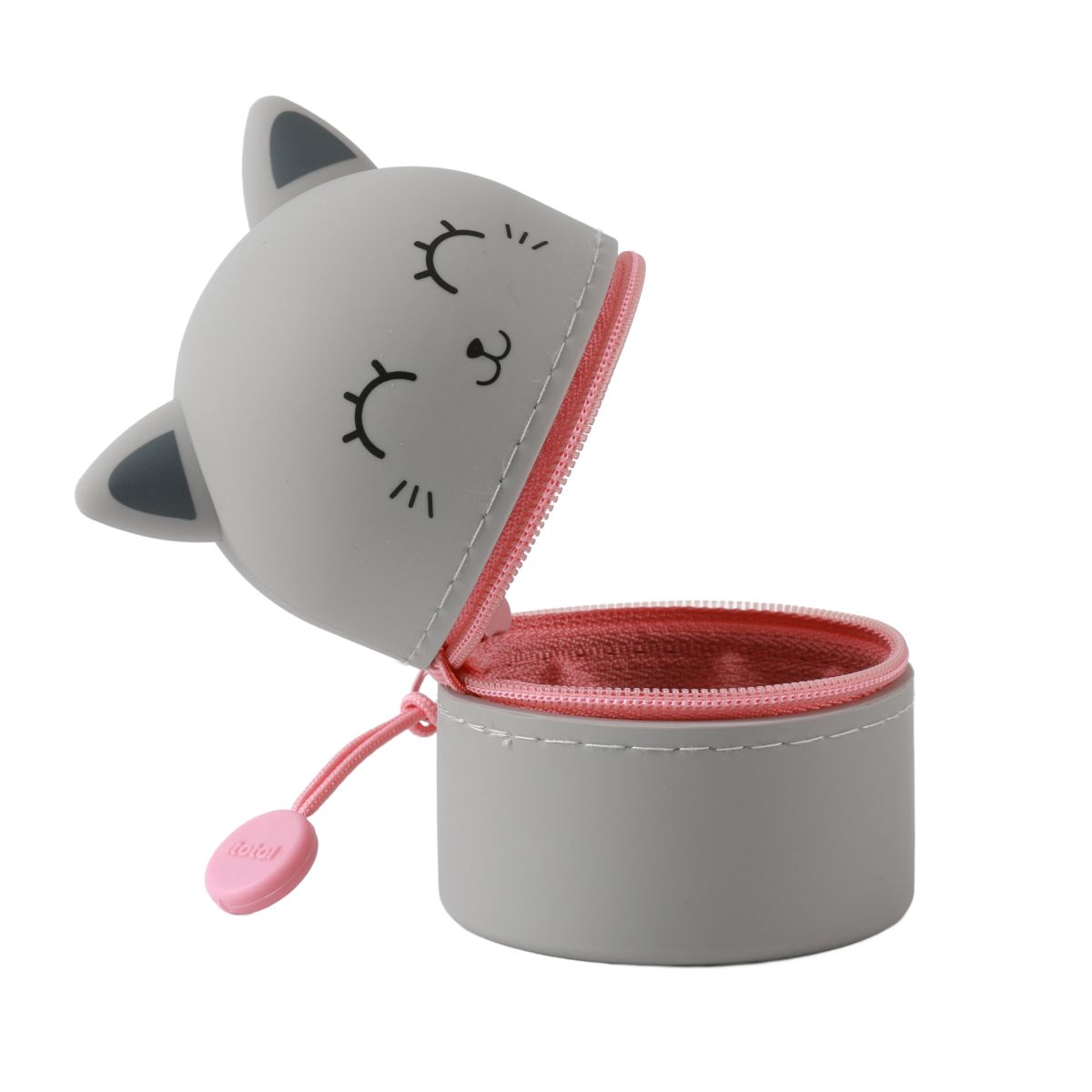 Trousse en silicone mini Chat gris