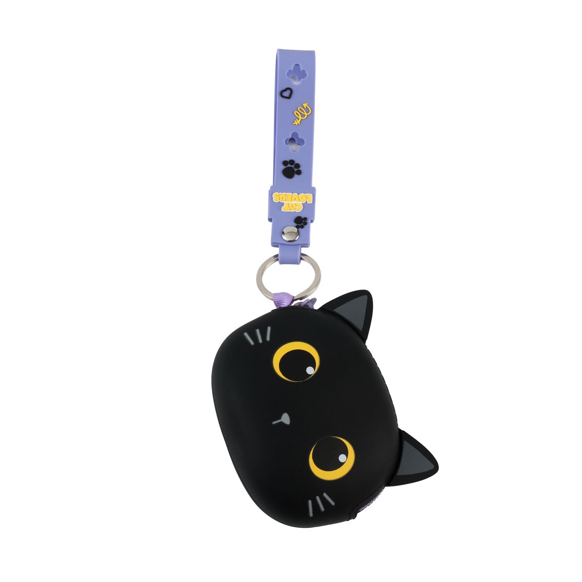 Porte-clés avec porte-monnaie en silicone Chat noir 