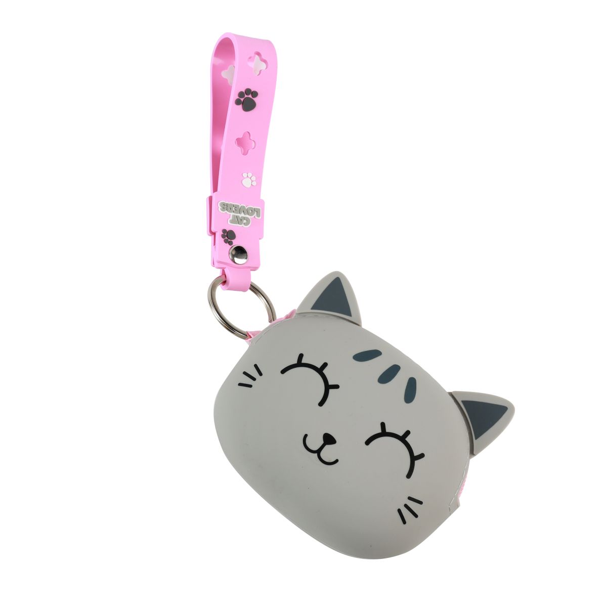 Porte-clés avec porte-monnaie en silicone Chat gris 