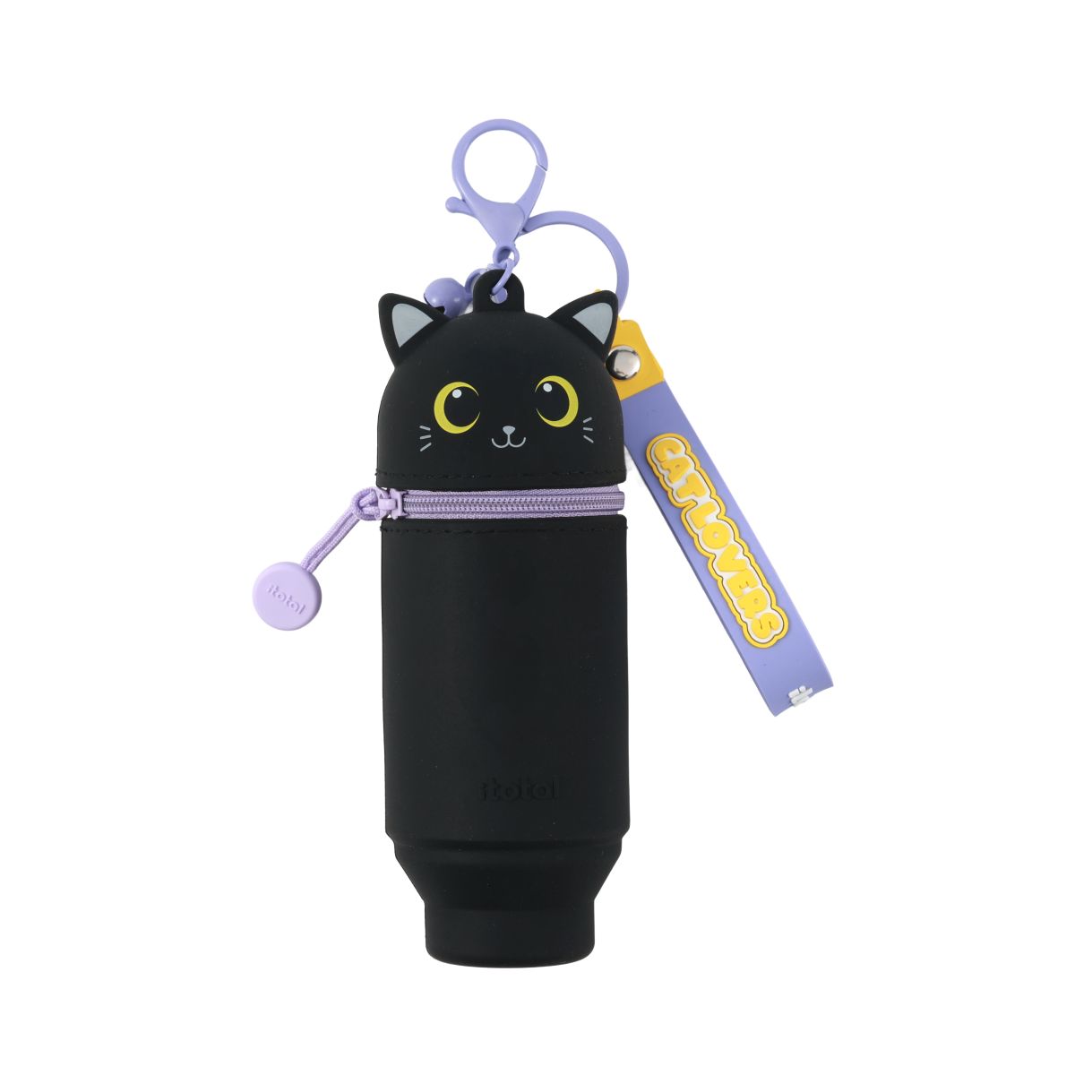 Porte-clés avec trousse en silicone Chat Chat noir