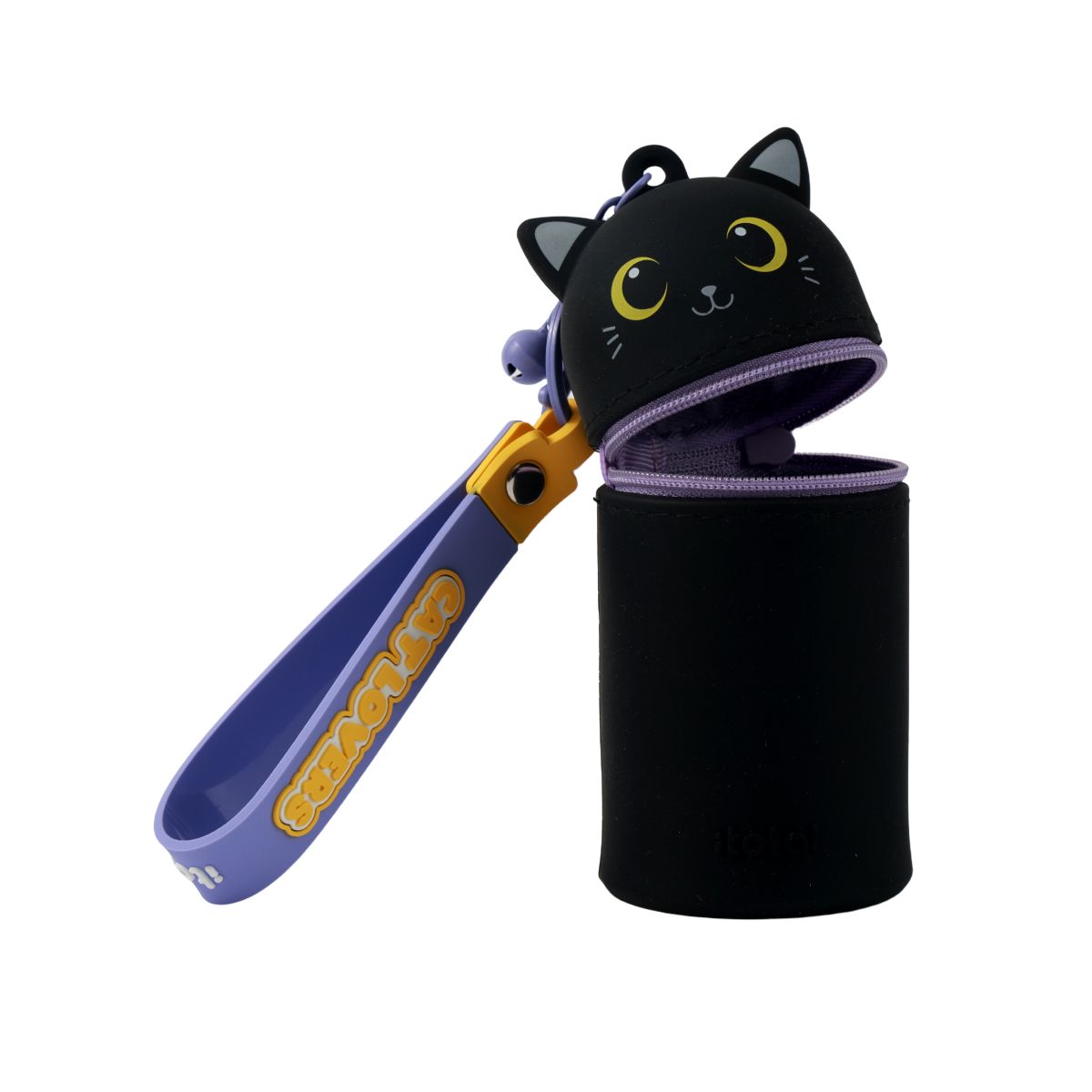 Porte-clés avec trousse en silicone Chat Chat noir