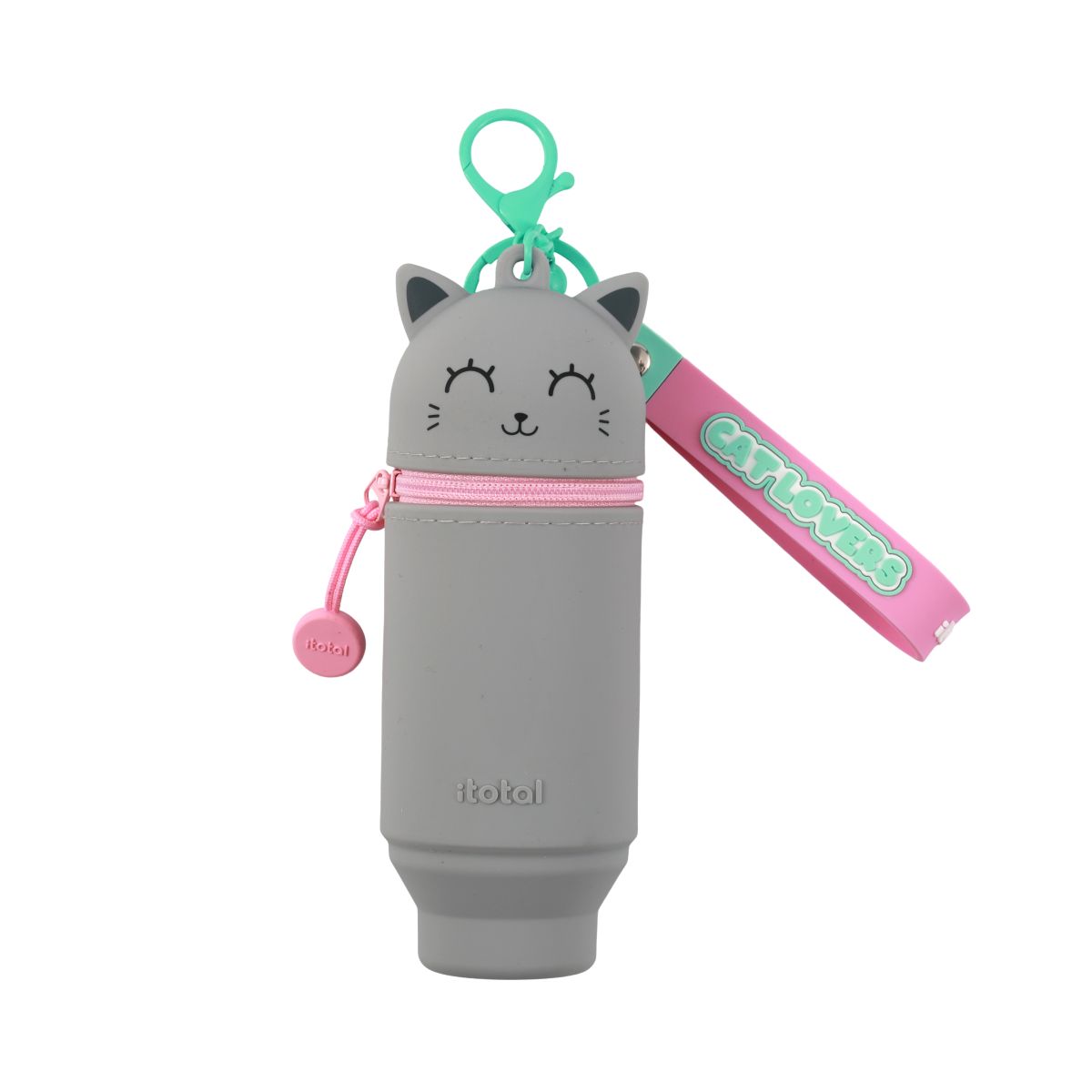 Porte-clés avec trousse en silicone Chat Chat gris