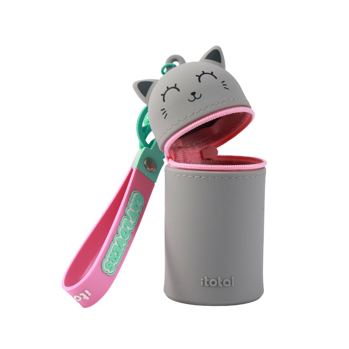 Porte-clés avec trousse en silicone Chat Chat gris