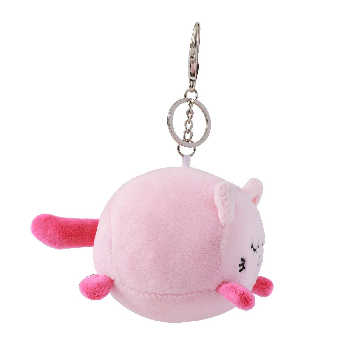 Porte-clés en peluche Chat Rose