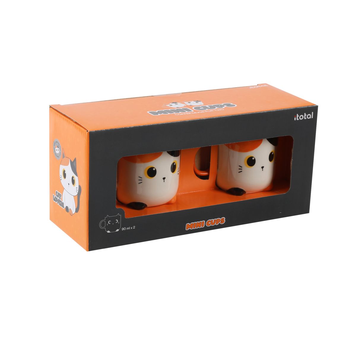 Tasse espresso en duo 90 ml Chat Blanc & Orange