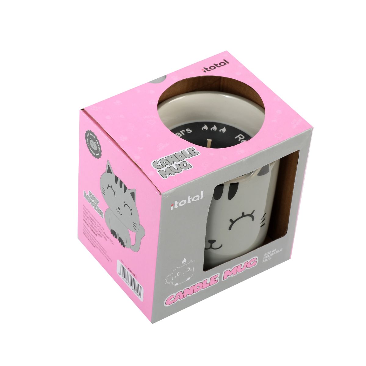 Tasse en céramique avec bougie Chat Gris