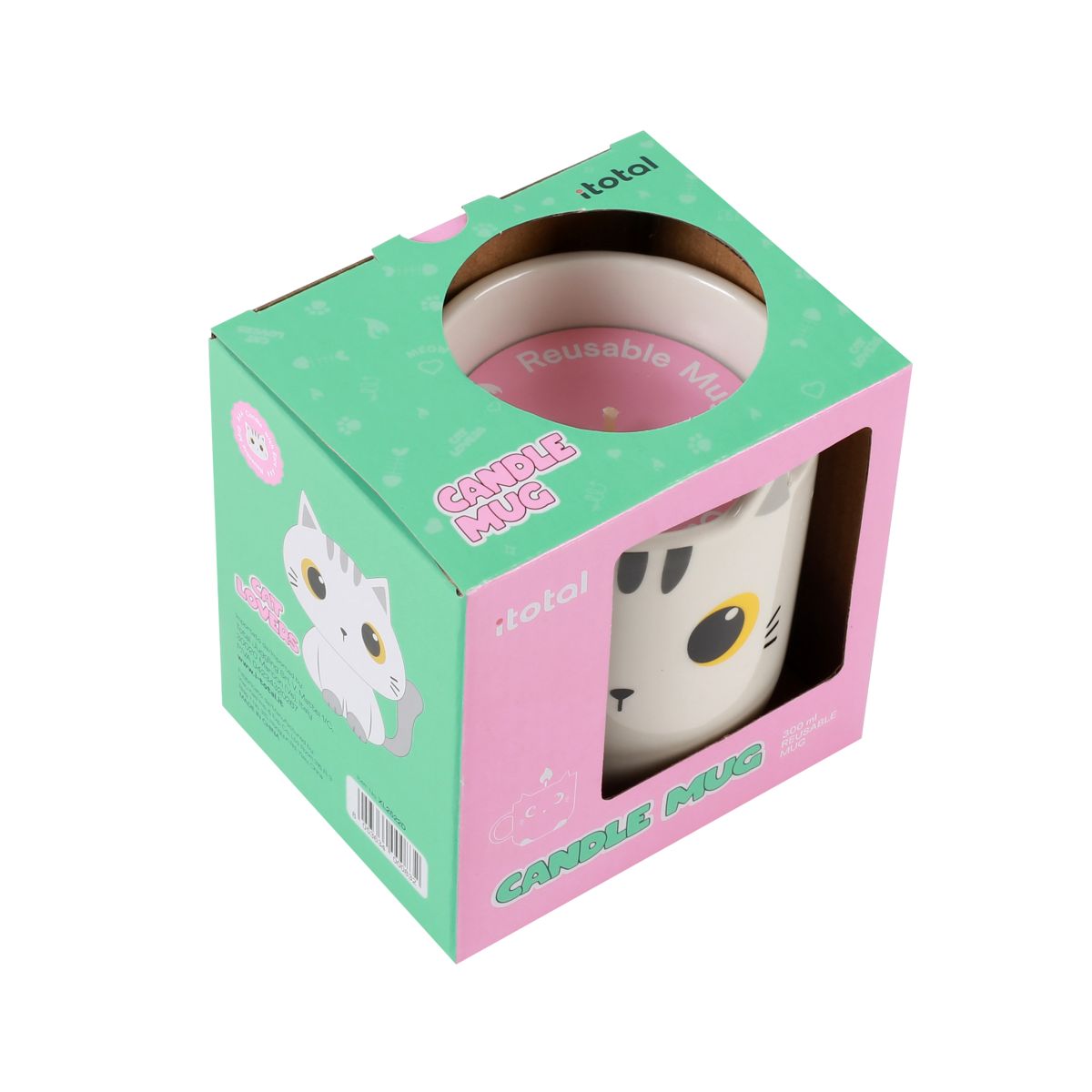 Tasse en céramique avec bougie Chat Blanc