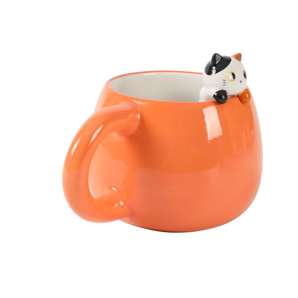 Tasse en céramique Charm 450ml blanc & orange