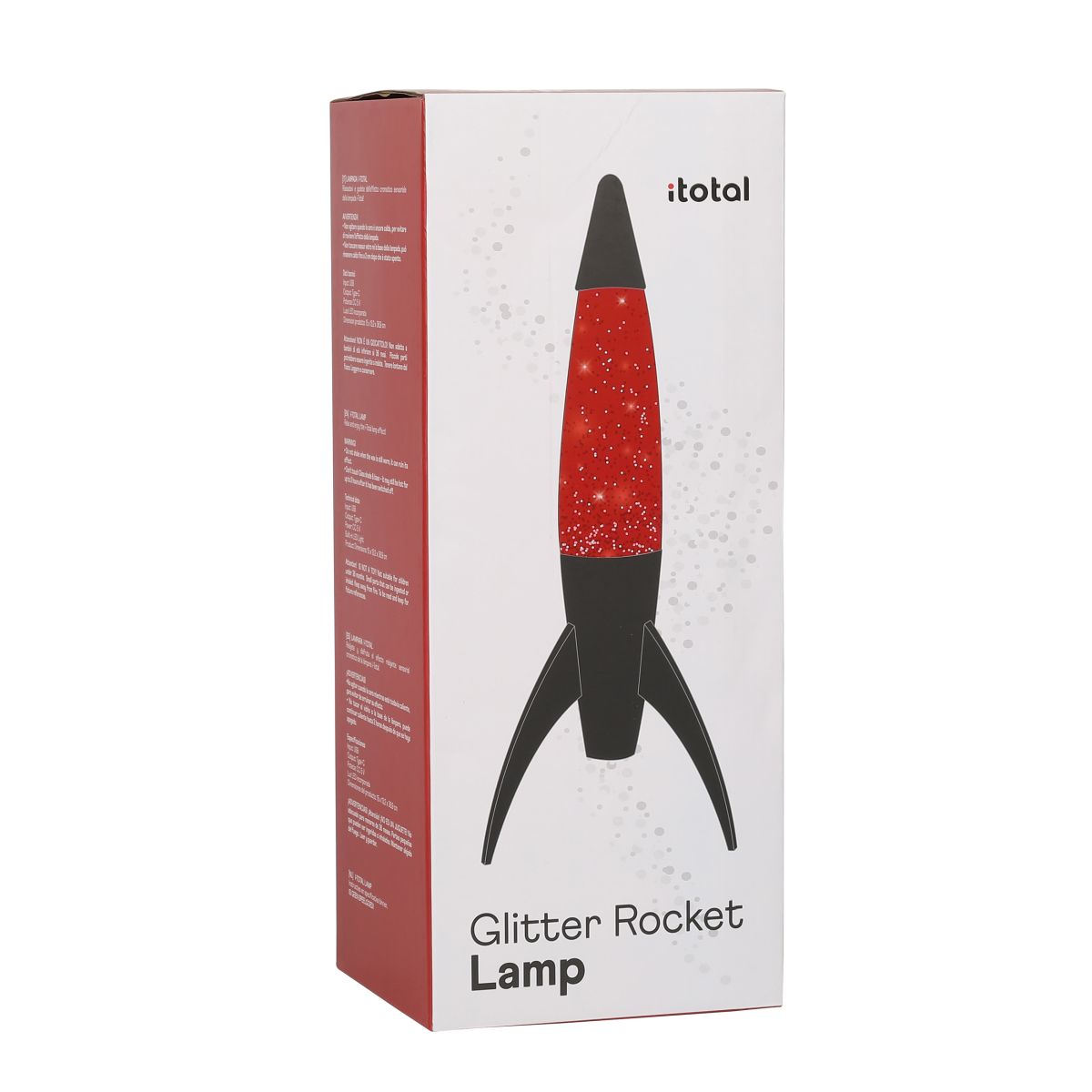 LAMPE LAVE Rocket Lampe Red Glitter, base noire