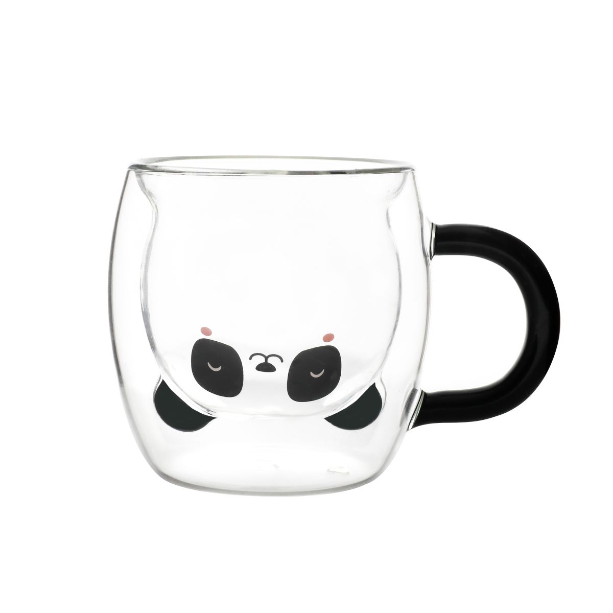 Tasse en verre tranparant double paroi Panda