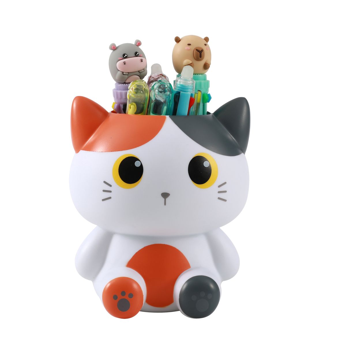 Porte-Crayons 3D Chat Blanc & Orange